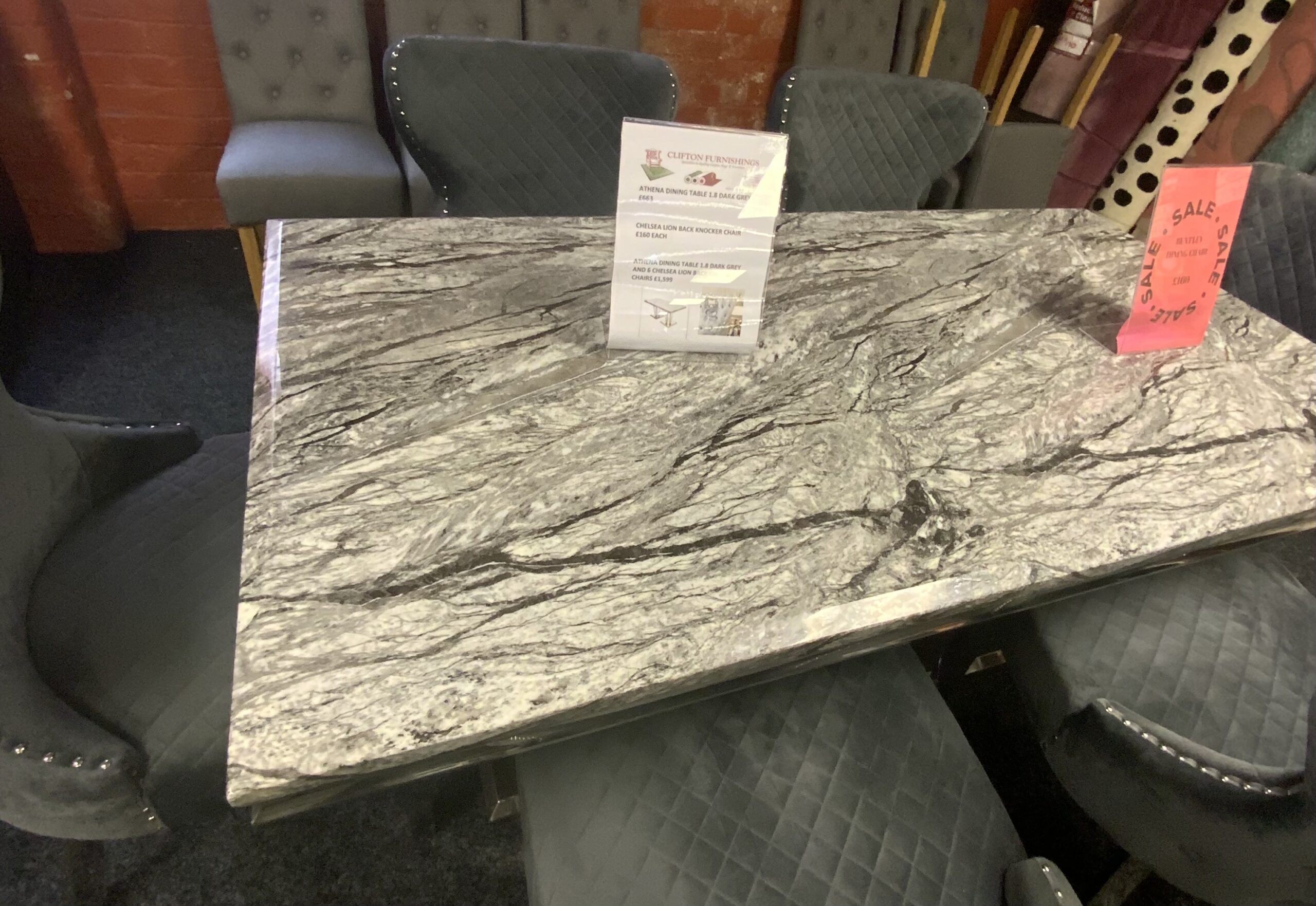 Athena Dining Table 1.8 Dark Grey