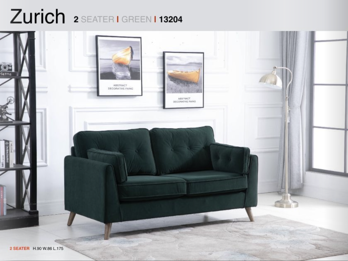 Zurich Emerald Green 2 Seater